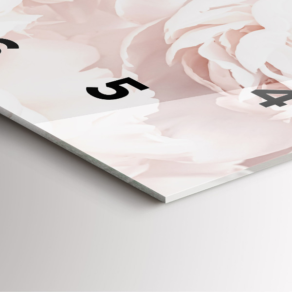 Pendule carrée en verre Fleurs de pivoine