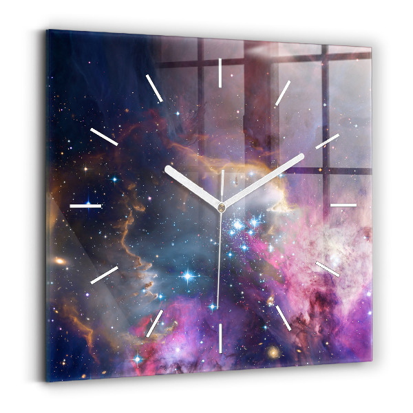 Pendule carrée en verre Galaxie et étoiles