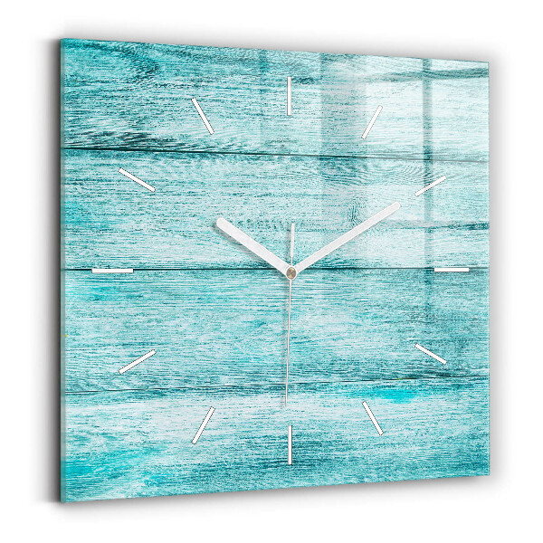 Pendule carrée en verre Vieux bois bleu