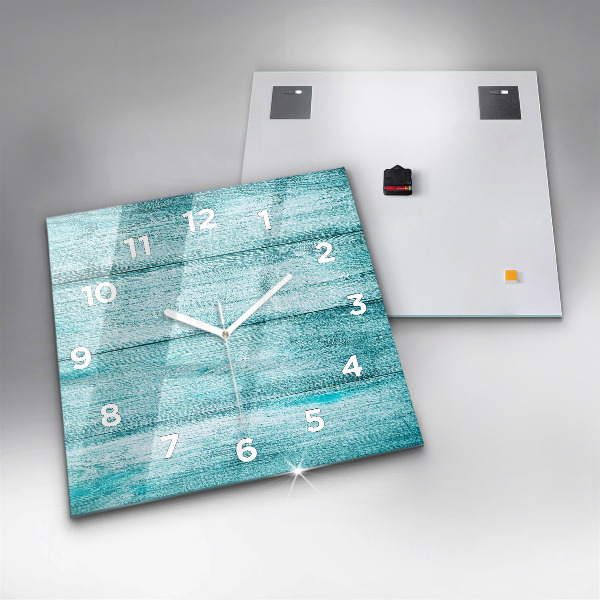 Pendule carrée en verre Vieux bois bleu