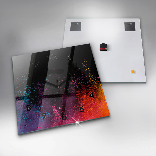 Pendule carrée en verre Explosion de couleurs