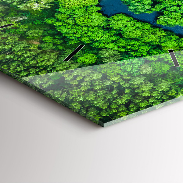 Pendule carrée en verre Rivière dans la forêt