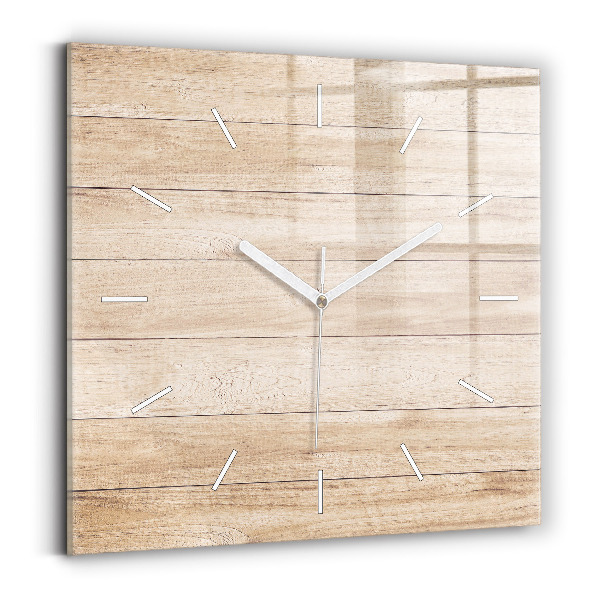 Pendule carrée en verre Texture bois