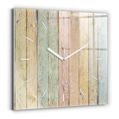 Horloge carrée en verre Des planches colorées