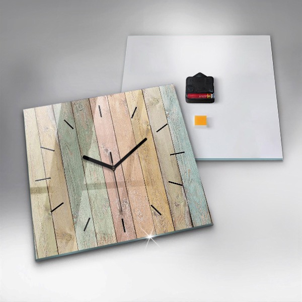 Horloge carrée en verre Des planches colorées
