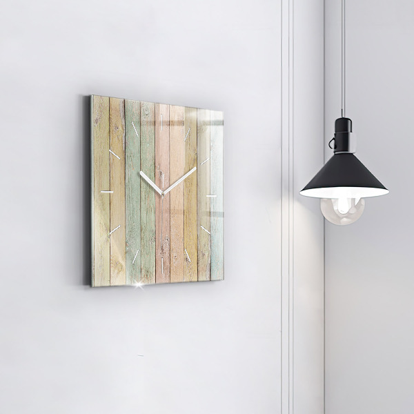 Horloge carrée en verre Des planches colorées