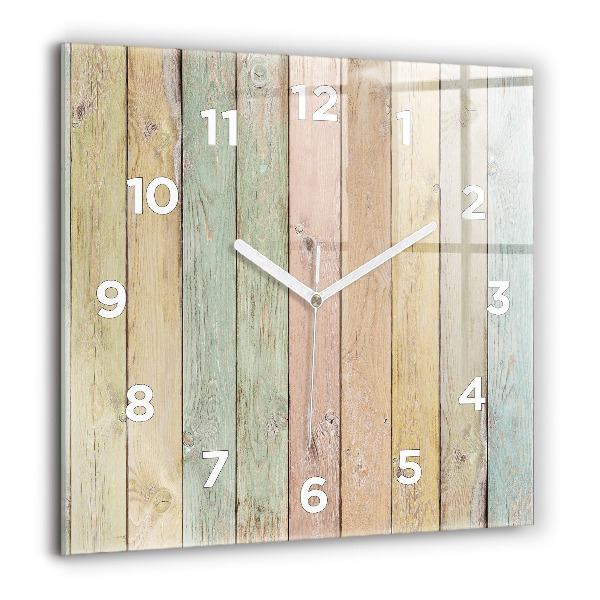 Horloge carrée en verre Des planches colorées