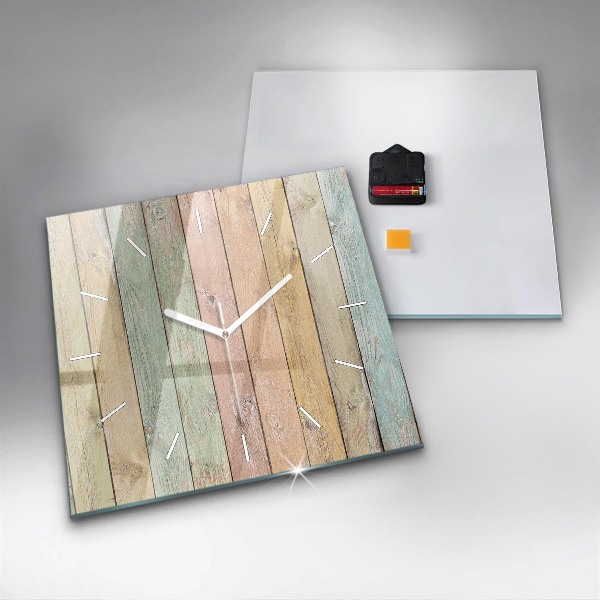 Horloge carrée en verre Des planches colorées