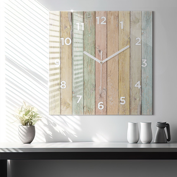 Horloge carrée en verre Des planches colorées