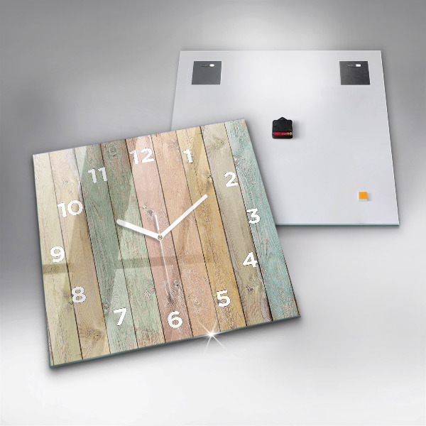 Horloge carrée en verre Des planches colorées