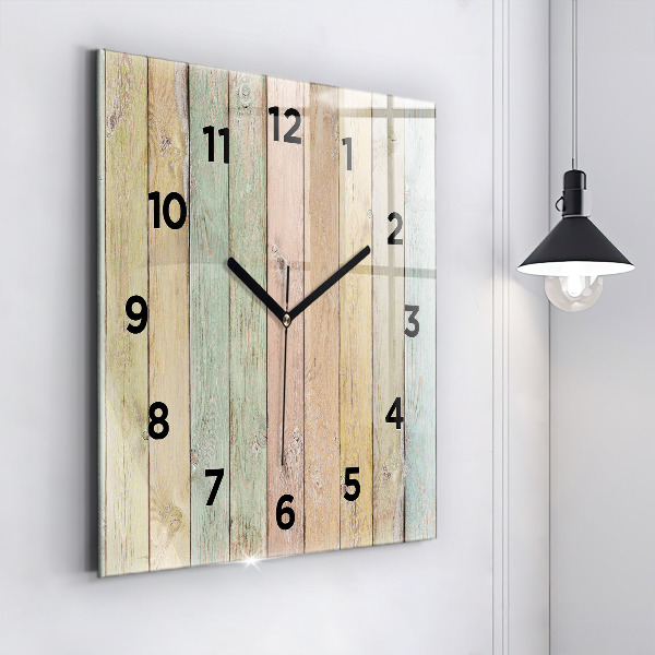 Horloge carrée en verre Des planches colorées