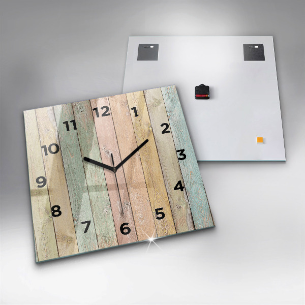 Horloge carrée en verre Des planches colorées
