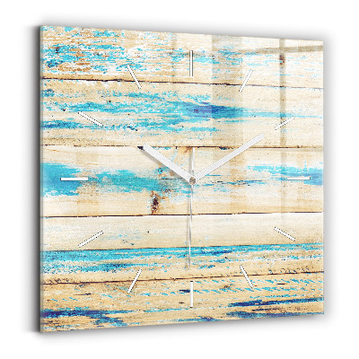 Horloge carrée en verre Bois rayé