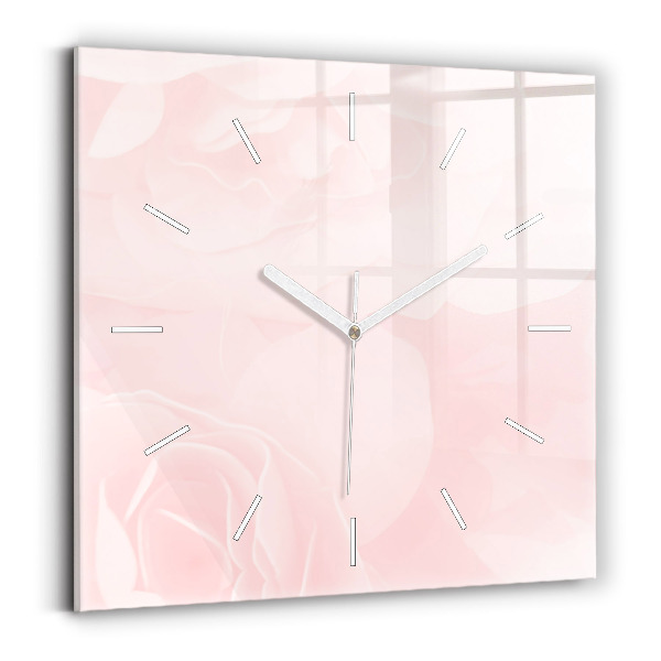 Horloge carrée en verre Roses en fleurs