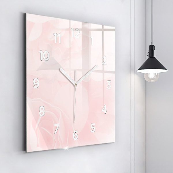 Horloge carrée en verre Roses en fleurs