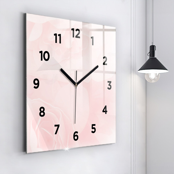 Horloge carrée en verre Roses en fleurs