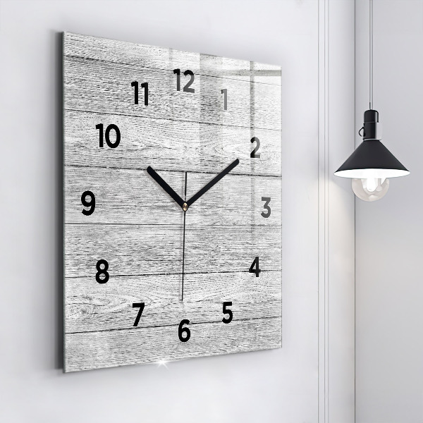 Horloge carrée en verre Panneaux en bois