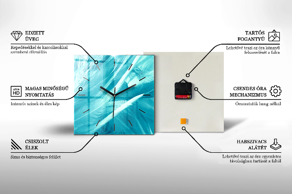 Horloge carrée en verre 'Ligne d''abstraction'