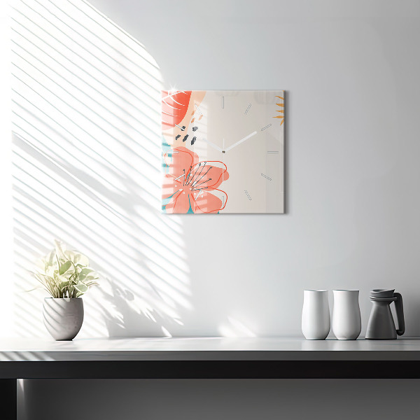 Horloge murale carrée plantes hawaïennes