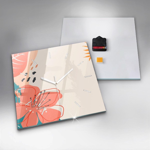 Horloge murale carrée plantes hawaïennes