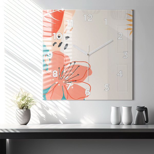 Horloge murale carrée plantes hawaïennes