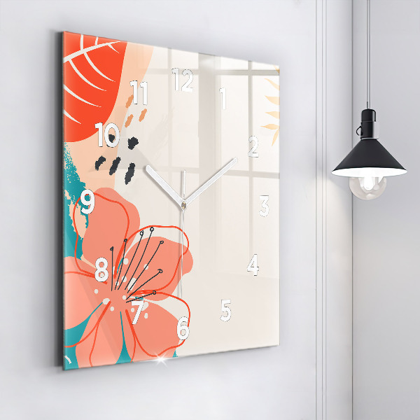 Horloge murale carrée plantes hawaïennes