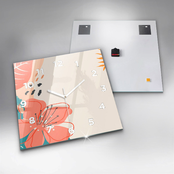 Horloge murale carrée plantes hawaïennes