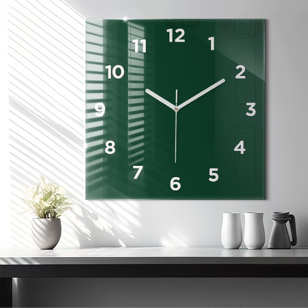 Horloge murale carrée Couleur vert bouteille
