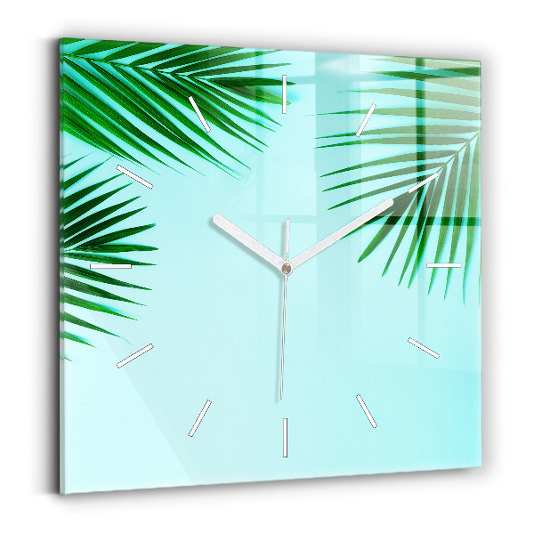 Pendule carrée en verre Palmiers verts