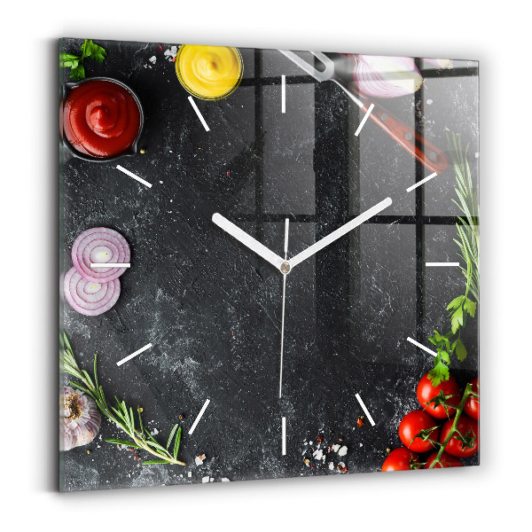Horloge murale carrée Légumes sur la table
