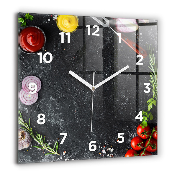 Horloge murale carrée Légumes sur la table