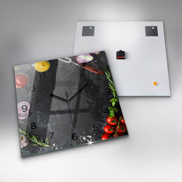 Horloge murale carrée Légumes sur la table