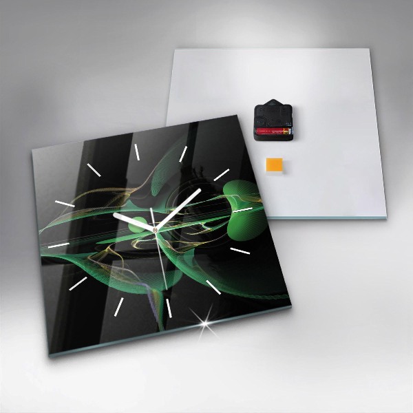 Horloge murale carrée Abstraction verte