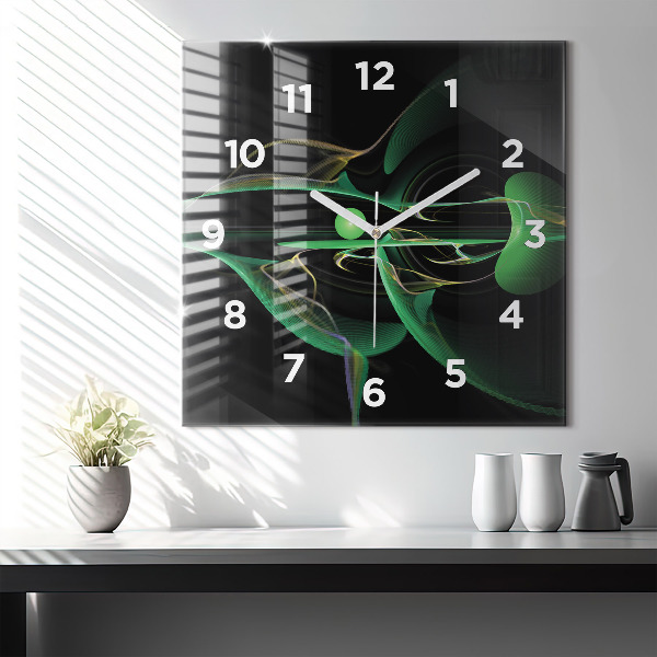 Horloge murale carrée Abstraction verte