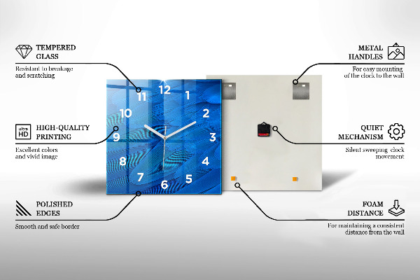 Horloge murale carrée Lignes bleues
