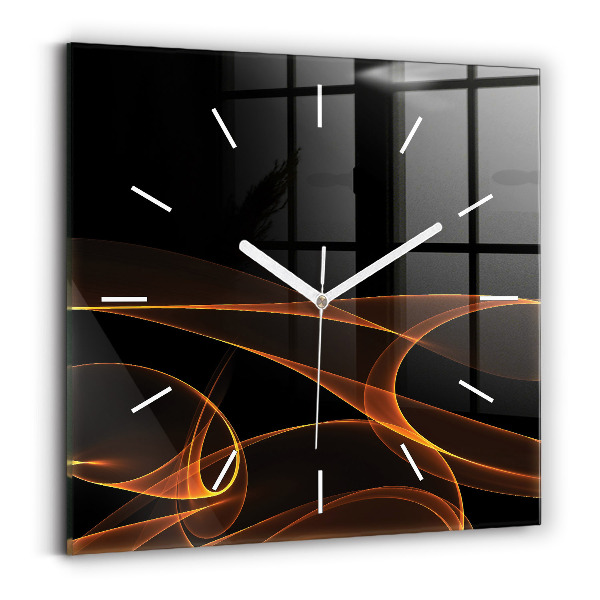 Horloge murale carrée Lignes orange