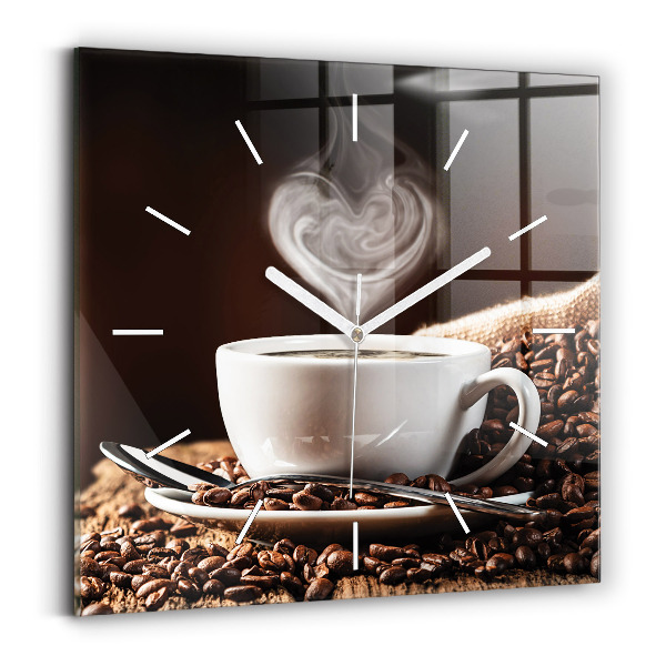 Horloge murale carrée Une tasse de café