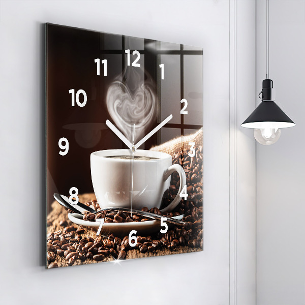 Horloge murale carrée Une tasse de café