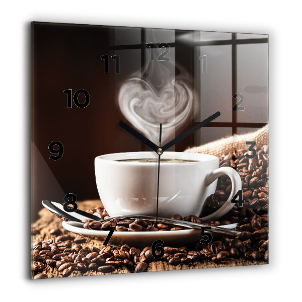 Horloge murale carrée Une tasse de café