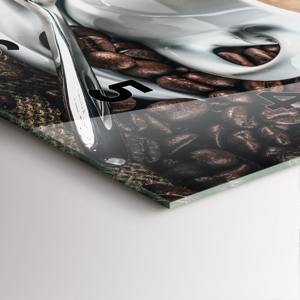 Horloge murale carrée Tasse et grains de café