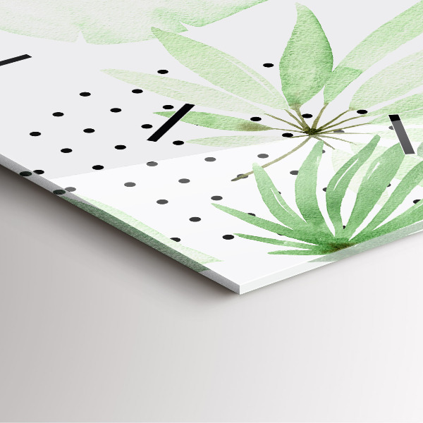 Horloge murale carrée Feuilles vertes