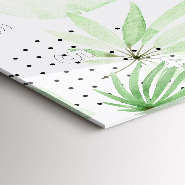 Horloge murale carrée Feuilles vertes