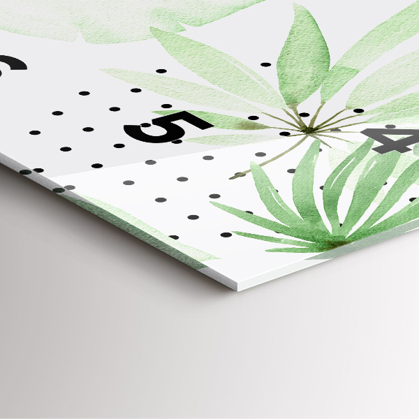 Horloge murale carrée Feuilles vertes