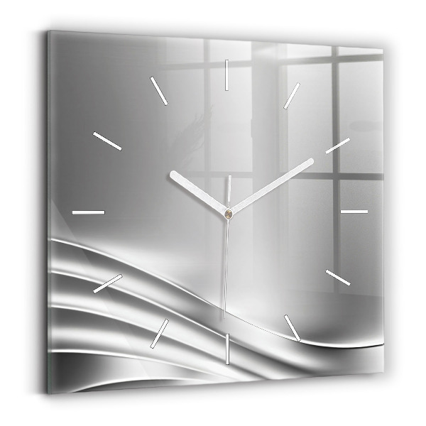 Horloge murale carrée Abstraction argentée