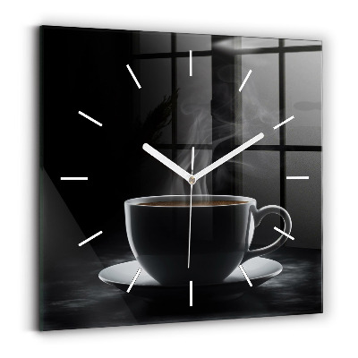 Horloge murale carrée Une tasse de café noir