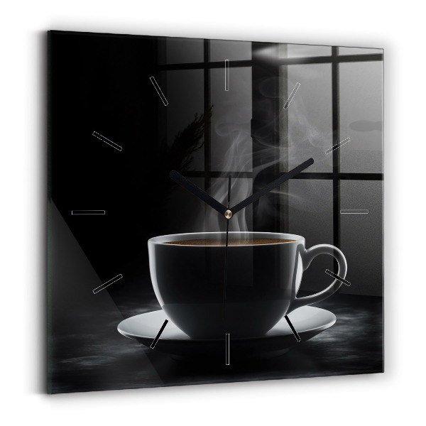 Horloge murale carrée Une tasse de café noir