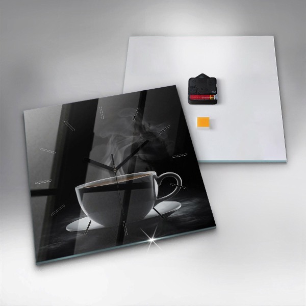 Horloge murale carrée Une tasse de café noir