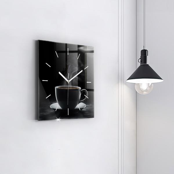 Horloge murale carrée Une tasse de café noir
