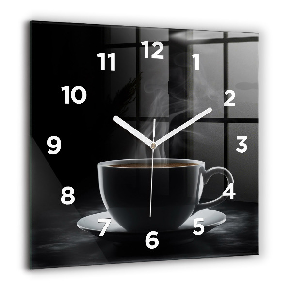 Horloge murale carrée Une tasse de café noir
