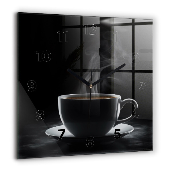 Horloge murale carrée Une tasse de café noir
